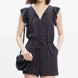 Madewell Black and White Polka Dot Romper